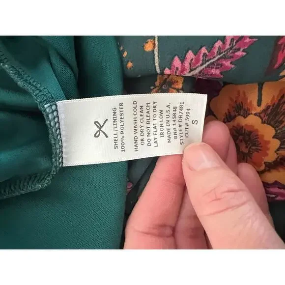 Everly High Low Floral Dress / Size small / dark green - Picture 7 of 8